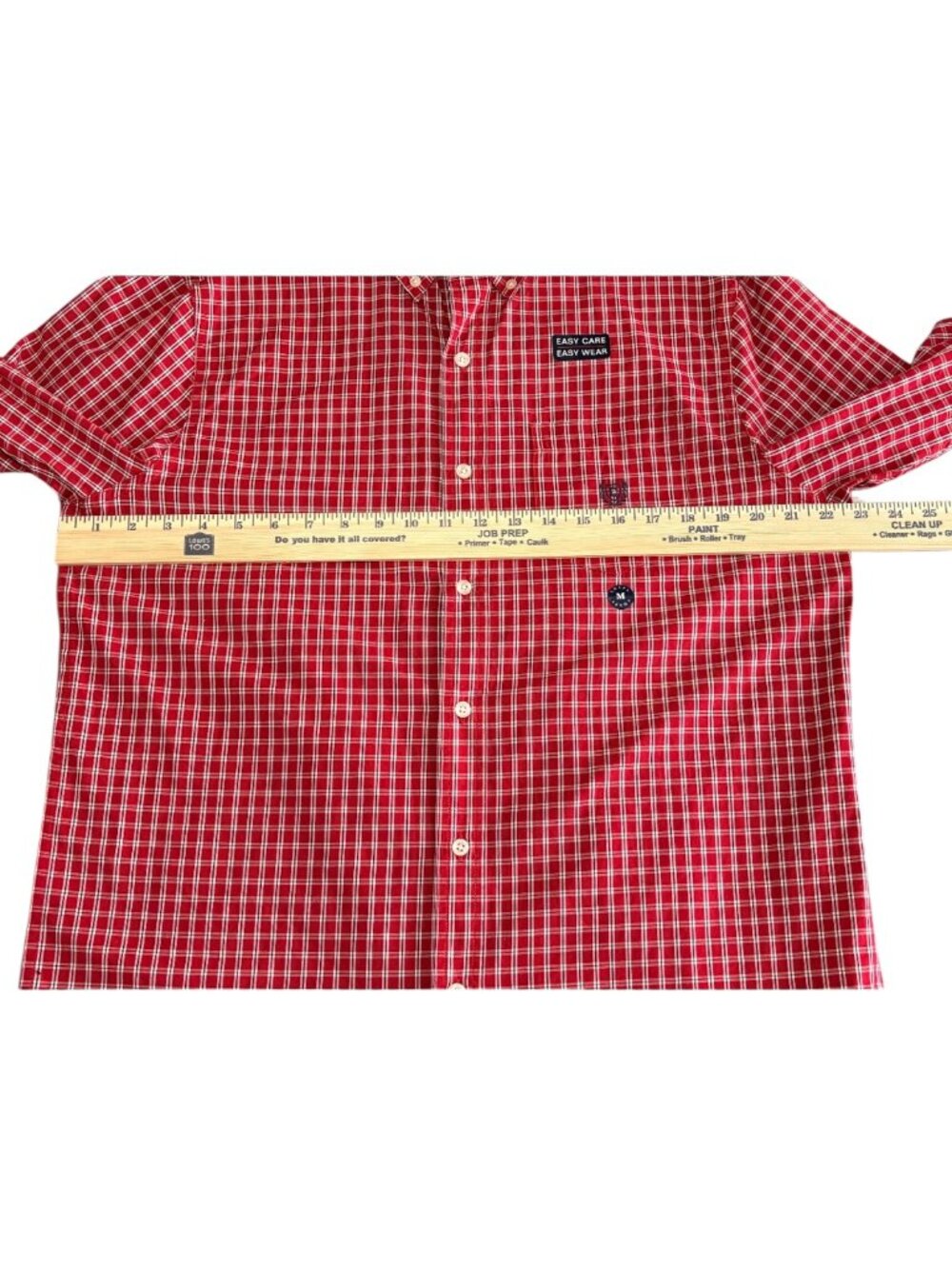 Chaps Long Sleeved Plaid Button Up Shirt Easy Care Red Mens Medium NWT - Picture 10 of 10